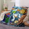 1pc Cartoon Puffer Fish and Donald Duck Design Blanket, Home Decorative Throw Blanket for All Seasons, Living Room, Travel, Camping, Car Bla