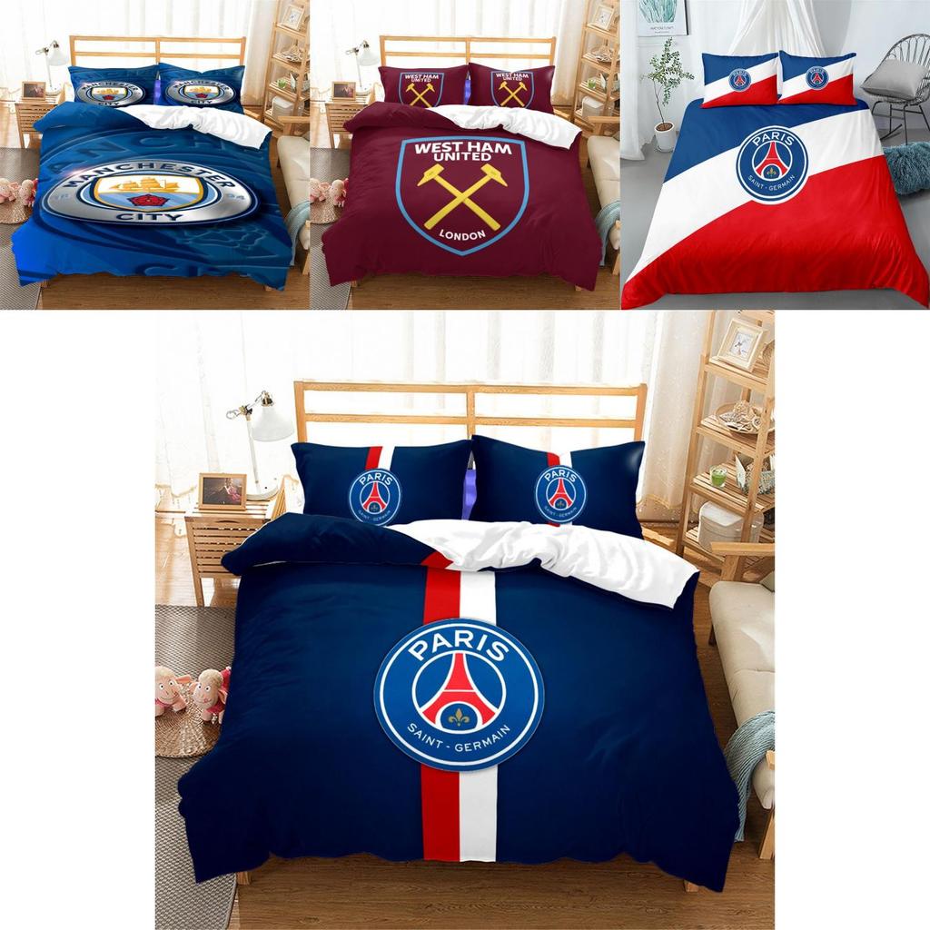 Логотип футбольной команды Двуспальный 3-предметный постельный комплект - удобный, грязеотталкивающий домашний текстиль