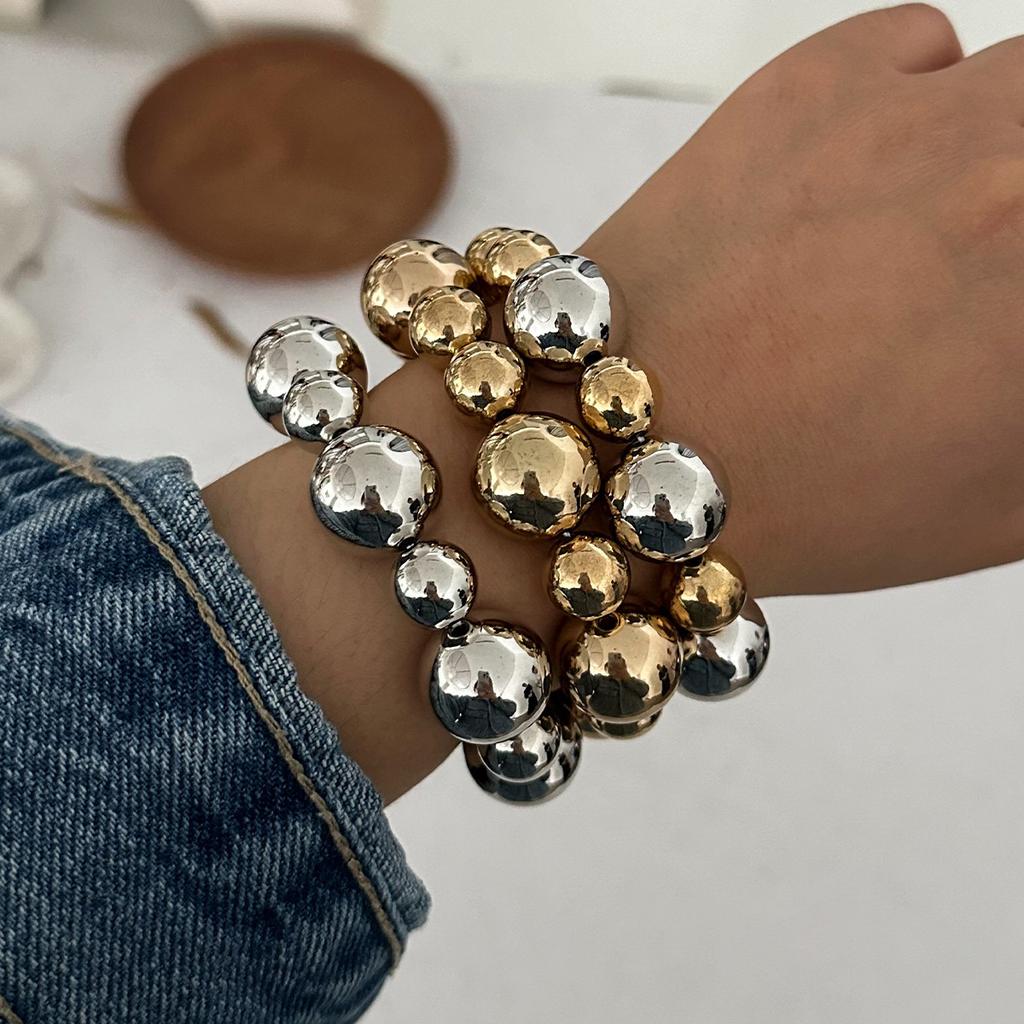 Браслет женский нерегулярный из бусин эластичный браслет европейский и американский имитация жемчуга панк стиль набор украшений