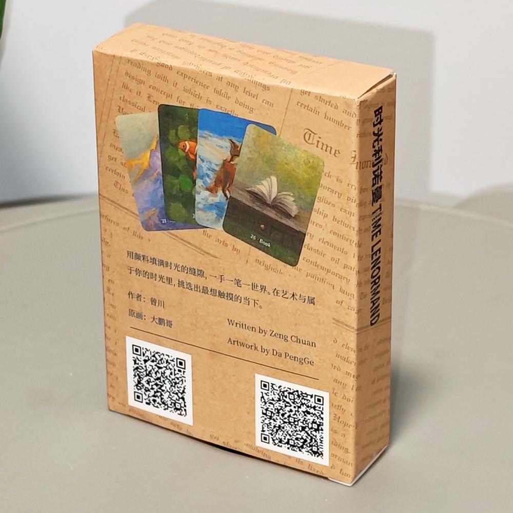 Карты Ленорман Время 38 карт в стиле масляной живописи с дополнительными картами Мужчина/Женщина, напечатанные на картоне с двойным тиснением, 9x6 см