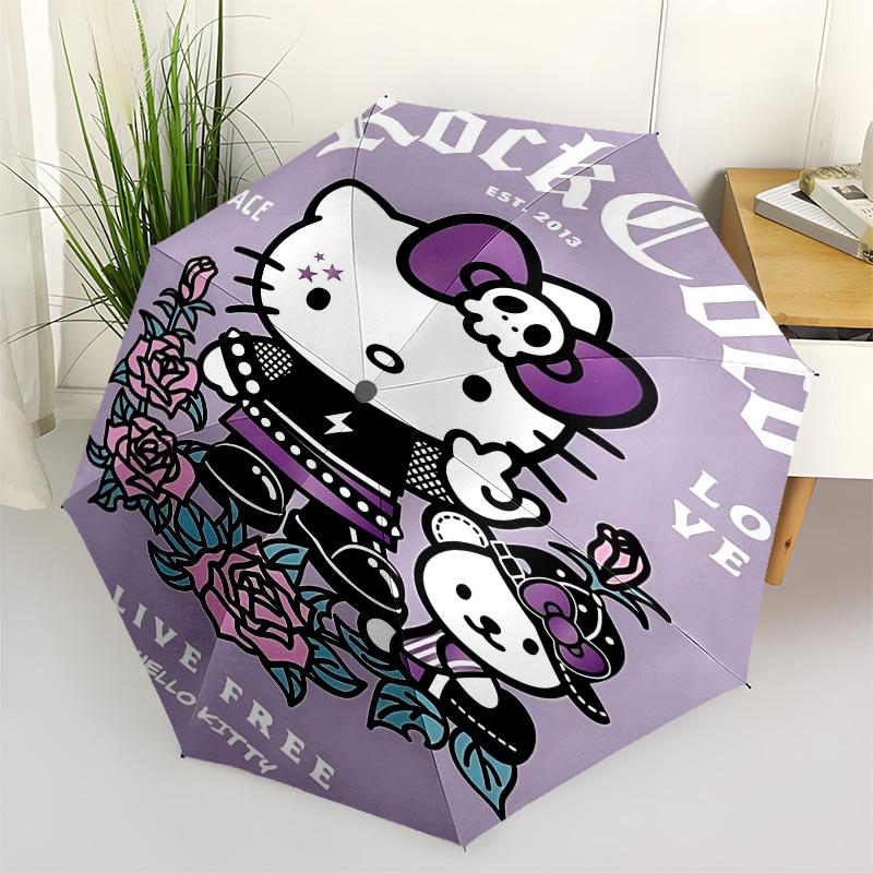 1pc Rock Coco Hello KittyOpen/Close Umbrella-Windproof, Compact Travel Umbrella, Sturdy 8-Rib Shaft1037