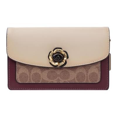 Parker 18 Camellia Поворотный замок Color Block Фирменный принт Покрытый холст и кожа Цепочка Наплечная сумка Женская сумка через плечо 1680-B4QVB