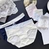 Ladies Spring and Autumn Sweet Contrast Color Cotton Flower Plaid Cute Package Hip Mid Waist Panties