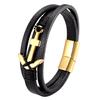 Trendy Jewelry Genuine Leather Bracelet Men Multilayer Anchor Bracelets Ladies Stainless Steel Male Bracelets Classic Jewelry