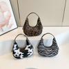 Women'S Bag Fashion Shoulder Bag Texture Pu Armpit Bag Personalized Zebra Pattern Crescent Bag