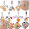 Original Copper Pumpkin Orange Pendant Flower Basket Pumpkin Candy Hat Bead Fit Bracelet Accessory Women Jewelry Diy Gift