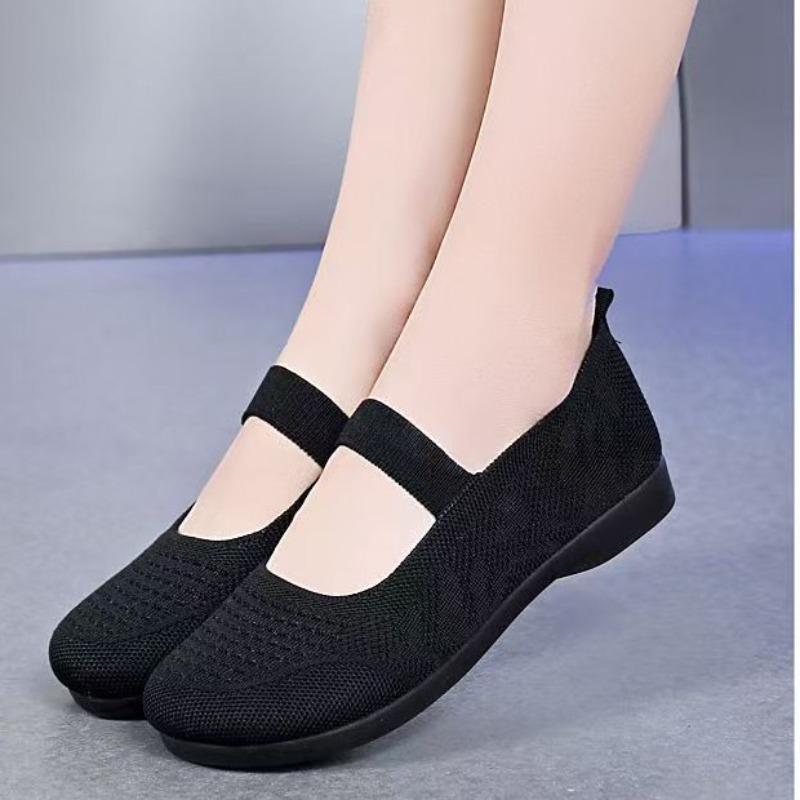 Летние новые дышащие сетчатые туфли тканевые туфли женские с мягкой подошвой удобные мамины туфли полые на плоской подошве повседневные сандалии