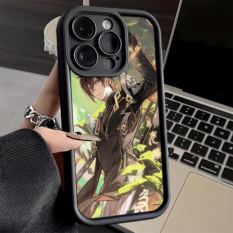Чехол для телефона iPhone 17 Air 16E 15 16 Pro Max Genshin Impact Zhongli Чехол 14 Plus 13 12 Mini Мягкий Силиконовый Fundas