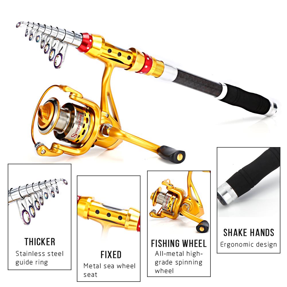 Комбинированные спиннинговые удочки и рыболовные катушки Телескопическая удочка из углеродного волокна Спиннинговая катушка