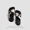 Super Soft Leather Retro Women's Shoes 2024 Summer New Simple Cross Sandals Elegant High Heels Versatile Casual Slippers