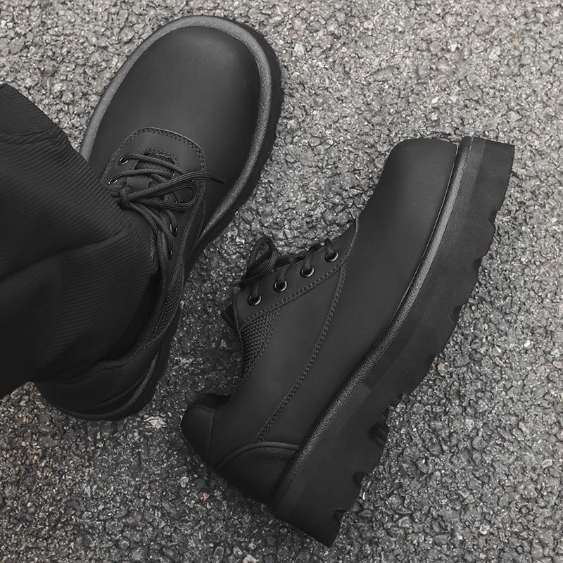 Матовые туфли Дерби мужские, для пожилых людей, с большой головой, черные, с толстой подошвой, увеличивающие высоту, кожаные туфли для поездок на работу 60701-J