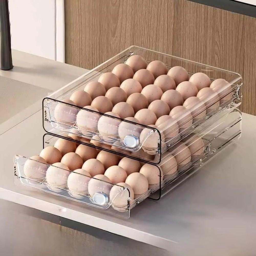 Transparent Egg Storage Box Double Layer Egg Container Egg Preservation Box Refrigerator