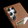 USB Charging Cable Lanyard Genuine Leather Case for Samsung Galaxy S25 Ultra S24 S23 S21FE S22 Note20 Crossbody Strap Card Slot