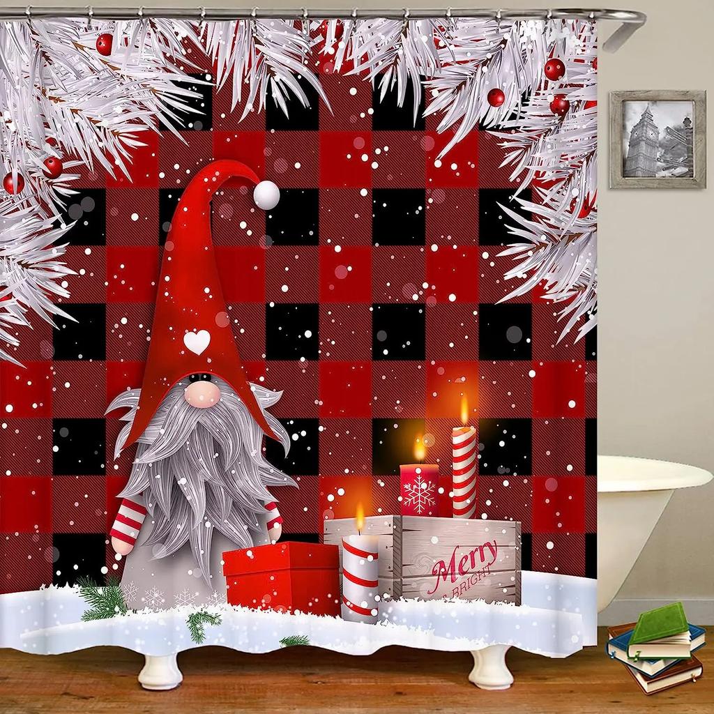Рождественская занавеска для душа для ванной комнаты, деревенская рождественская занавеска для душа в деревенском доме, винтажная рождественская занавеска для душа для гостиной