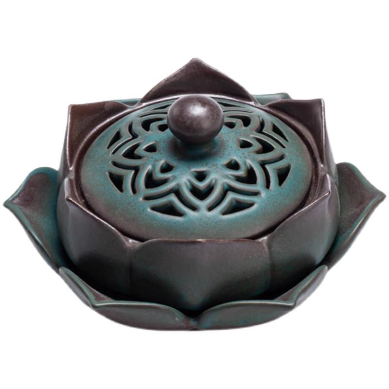 Керамическая подставка для благовоний ручной работы Лотос Дзен Ароматерапия Домашний декор, Ретро Искусство ароматов Подарок Внутренний Дзен-декор Ароматическая подставка
