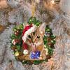 Christmas Cartoon Cat Hanging Decoration Acrylic Reusable Car Rearview Mirror Cartoon Xmas Tree Ornament Pendant Party Supplies Gift