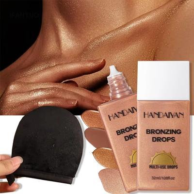 Водостойкий лосьон для загара Долговечный макияж для лица и ног Ровный тон кожи Основа для тела Мерцающий Золотой Бронзовый Контурирующий Осветляющий