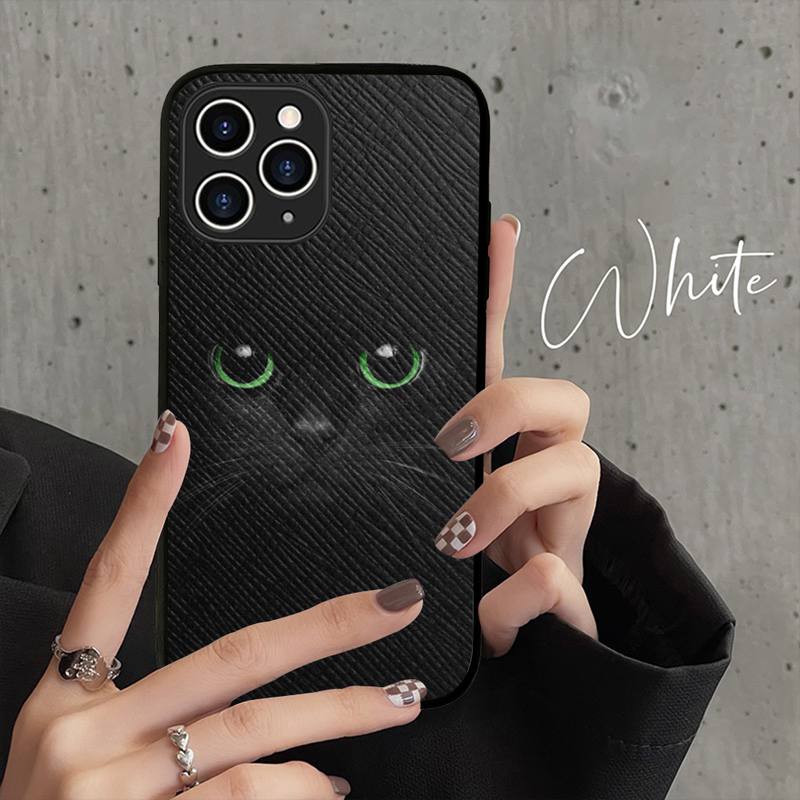 Чехол для телефона «Черный кошачий взгляд» Жесткий кожаный чехол для iPhone 11 12 13 Mini Pro Max 8 7 Plus SE 2020 X XR XS Coque