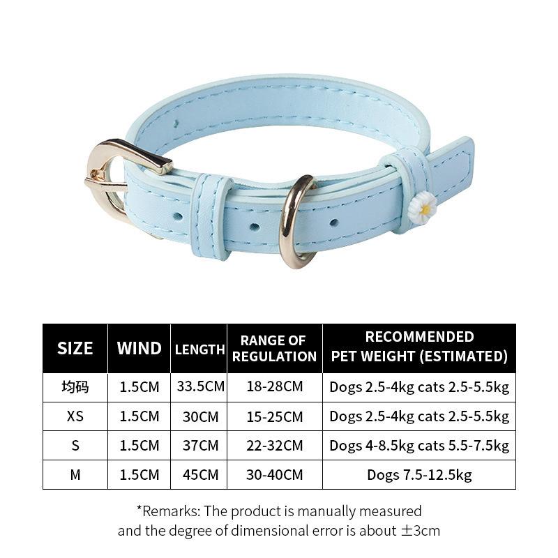 Strictly select the new microfiber leather small daisy cat jewelry collar ultra-light noble pet supplies collar choice