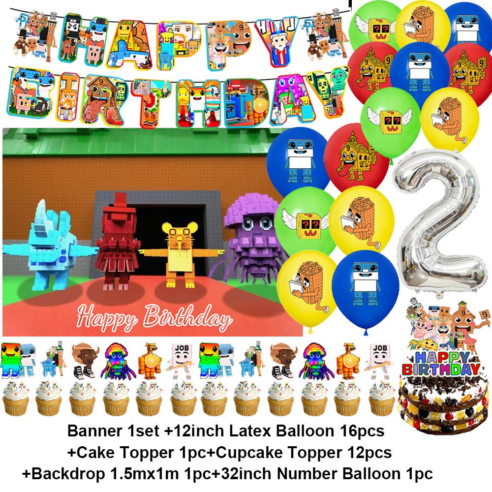 Steal n Catch The Brainrot Birthday Party Decorations Number Balloon Cake Topper Popular Game Background Party Supplies Kid Gift