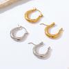 Premium 18K Stainless Steel Earrings Gold Simple Versatile Earrings Light Luxury Trend Retro Earrings