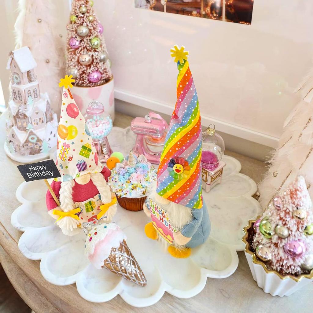 Birthday Gnomes Farmhouse Happy Birthday Tomte Plush Birthday Gifts Handmade Scandinavian Party Home Ornaments Elf Dwarf Collections Kitchen Tiered