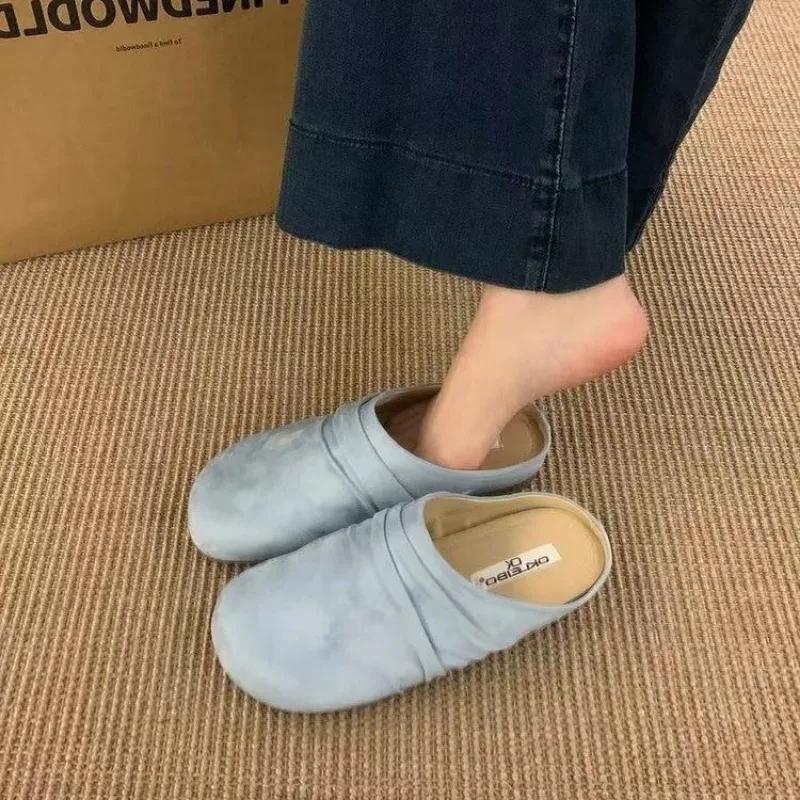 Высококачественная женская обувь Baotou женские тапочки модные однотонные повседневные тапочки женские тапочки с открытой пяткой плоские тапочки