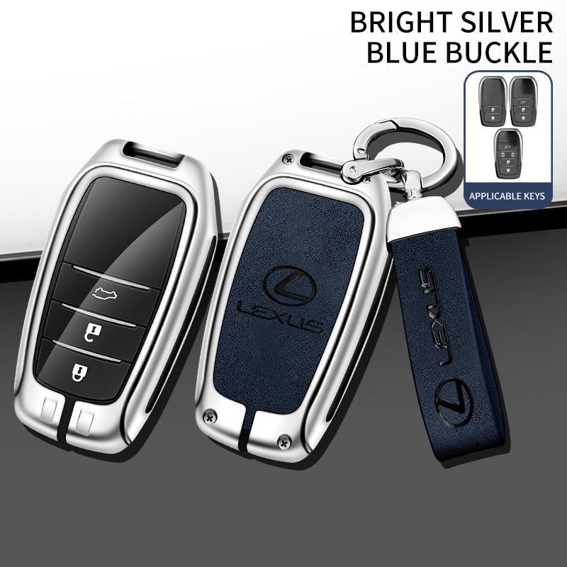 BJYL6 Interior Stickers 2/3/5 Buttons Zinc Alloy Leather Car Key Case Fob Cover Holder Keychain For Lexus LM300H LM Keyless Protection