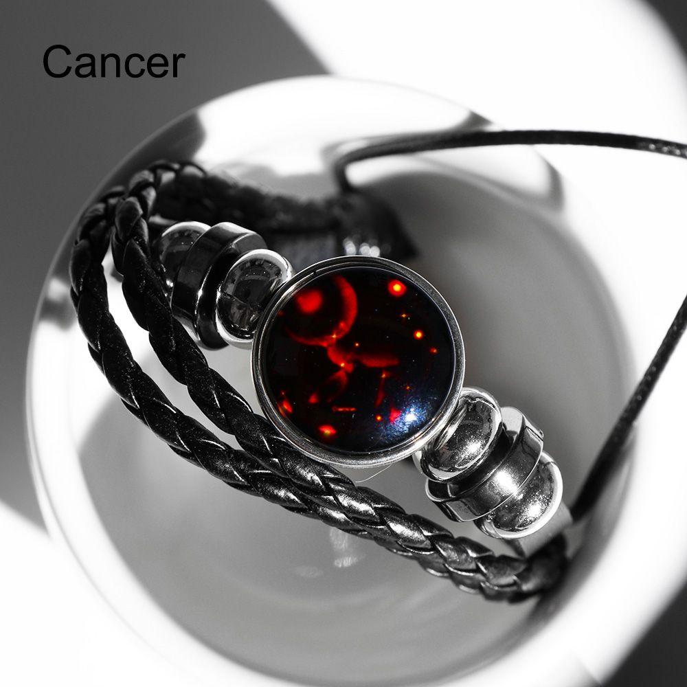 Adjustable Men Women 12 Constellation Zodiac Signs Bracelet Luminous  Braided Print Leather