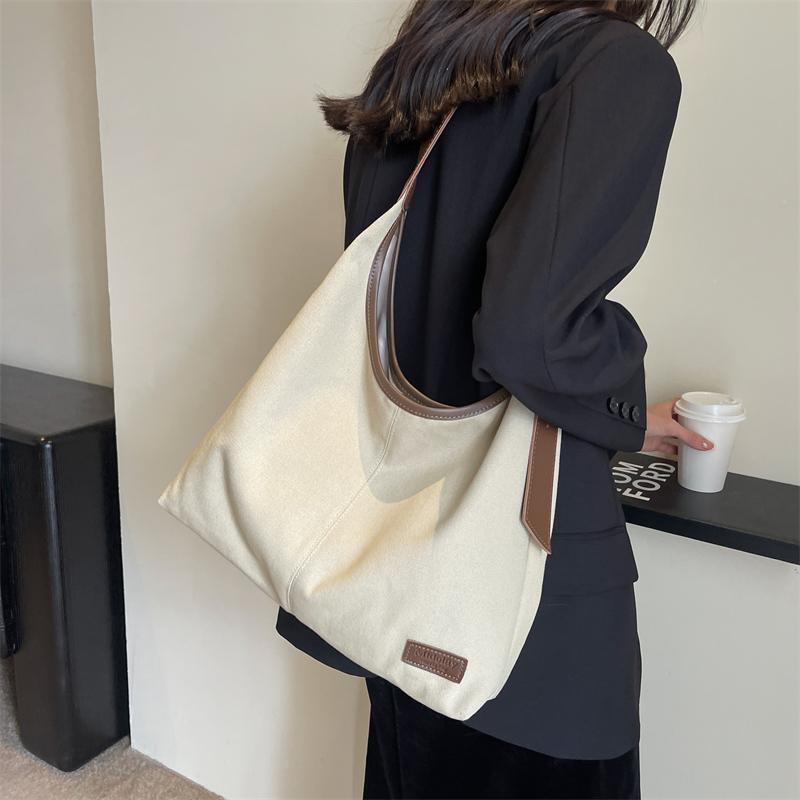 Сплошная цветная холщовая сумка подмышки, большая вместительная сумка на плечо, женская большая сумка, сумка