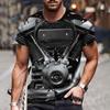 Car Engine Design 3D Print Men's T-shirts Summer Polyester O-Neck Short Sleeve Plus Size Casual Hip Hop Harajuku Loose Tops 6XL