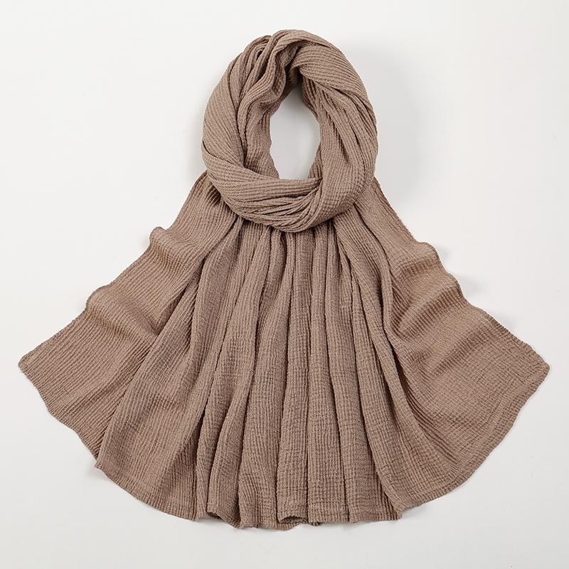 Новый жатый хлопковый хиджаб-шарф женский тюрбан мусульманская шаль однотонная бандана дышащие женские шали фуляр блестящие хиджабы Рамадан