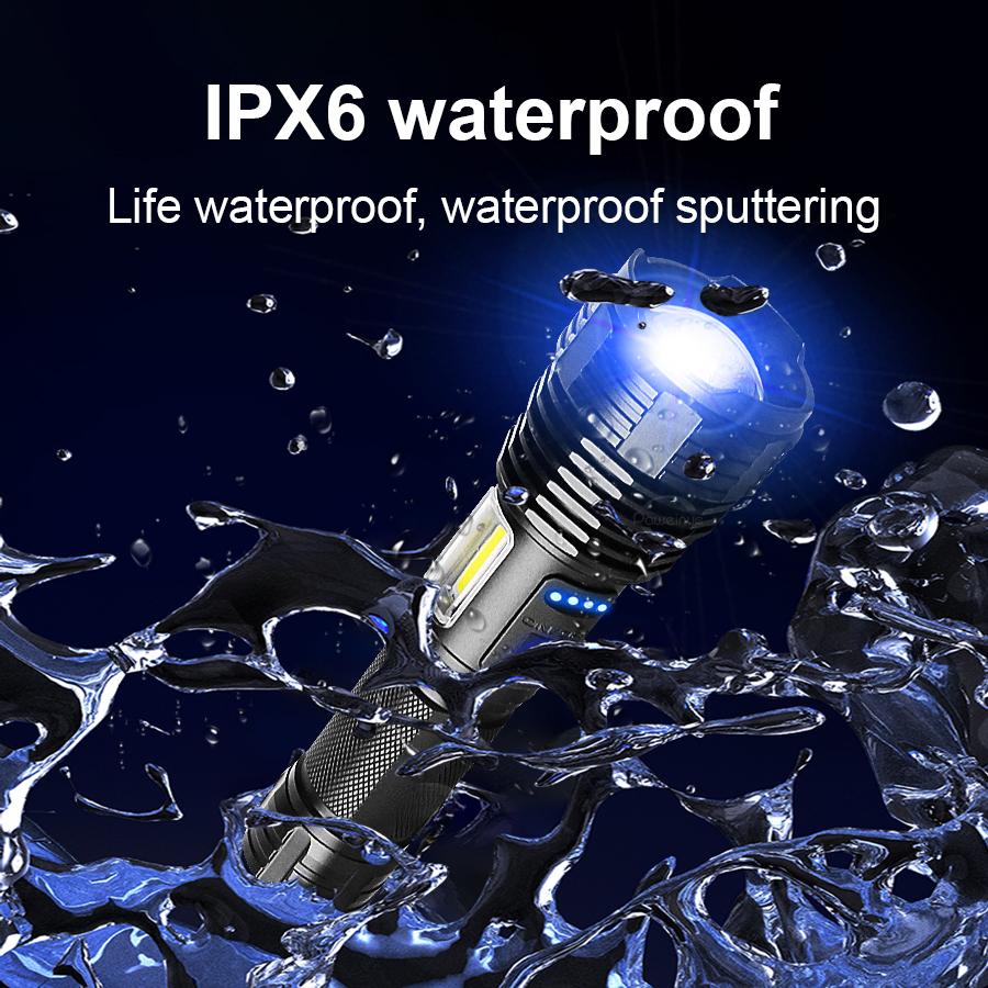 НОВЫЙ мощный светодиодный фонарь 5000 мАч, фонарик COB, перезаряжаемый фонарик для кемпинга, рыбалки, аварийный фонарь