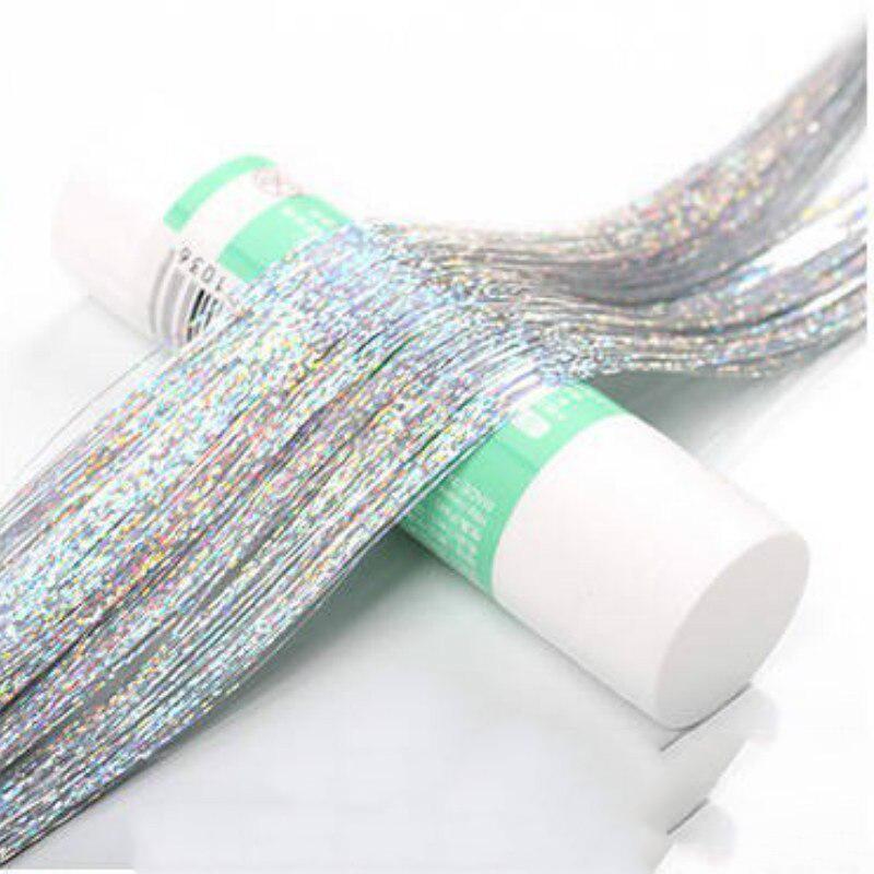 120 прядей/пакет, блестящая мишура, радужные шелковые наращивание волос, ослепляет женщин хиппи для плетения головного убора, красочные длинные 39 дюймов