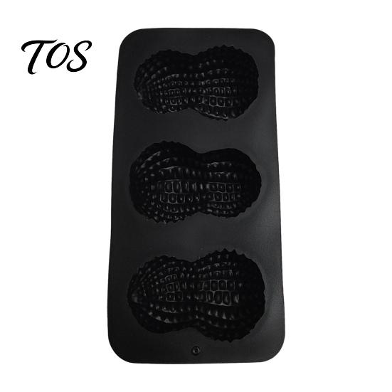 Peanut Shaped Silicone Mold Baking Mold, with 3 Cavity, Flexible Non-stick Multipurpose Accessory Tray, for DIY Chocolate Mousse Cake Biscuit