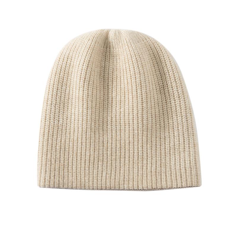 Autumn and winter new cashmere knitted hat wool hat women's thickened pullover thermal hat double-layer color matching bald hat men's batch