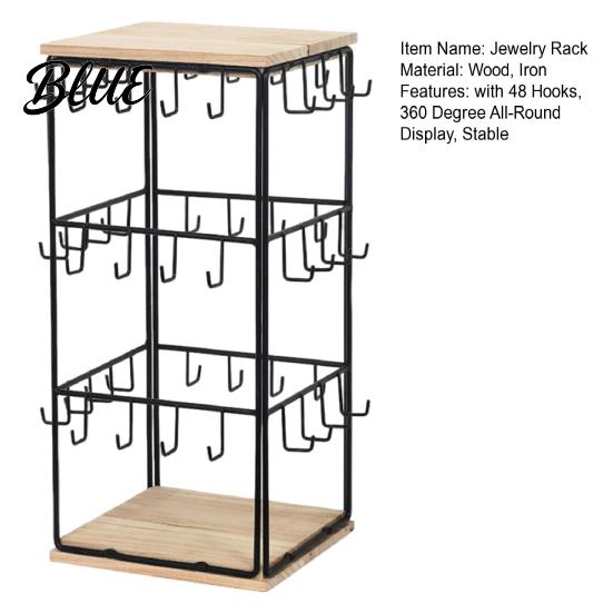 Multi-layer Jewelry Display Rack Earring Stand with 48 Hooks Holder