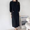 New Arrivals Open Run Loose Fit Boat Neck Dress