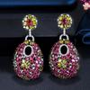 WWJ Retro Green Red CZ Zircon Noble Black Golden Color Dangle Earrings for Women