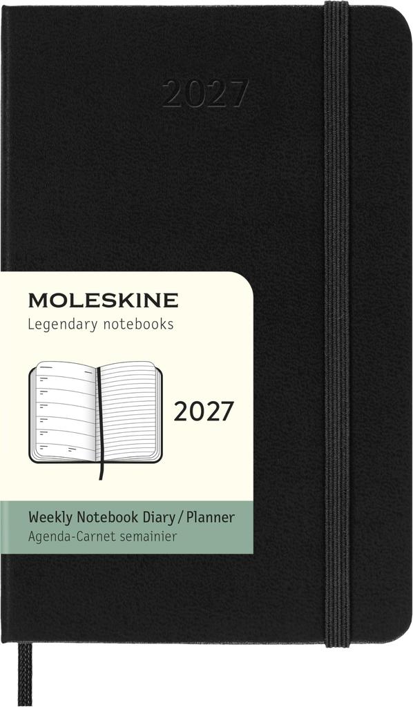 Moleskine 2027 Еженедельник Январь 12 Карманный Размер x Черный DHB12WN2Y27 Ежедневник, Начало, Месяцы, (9 см 14 см), Твердый переплет,