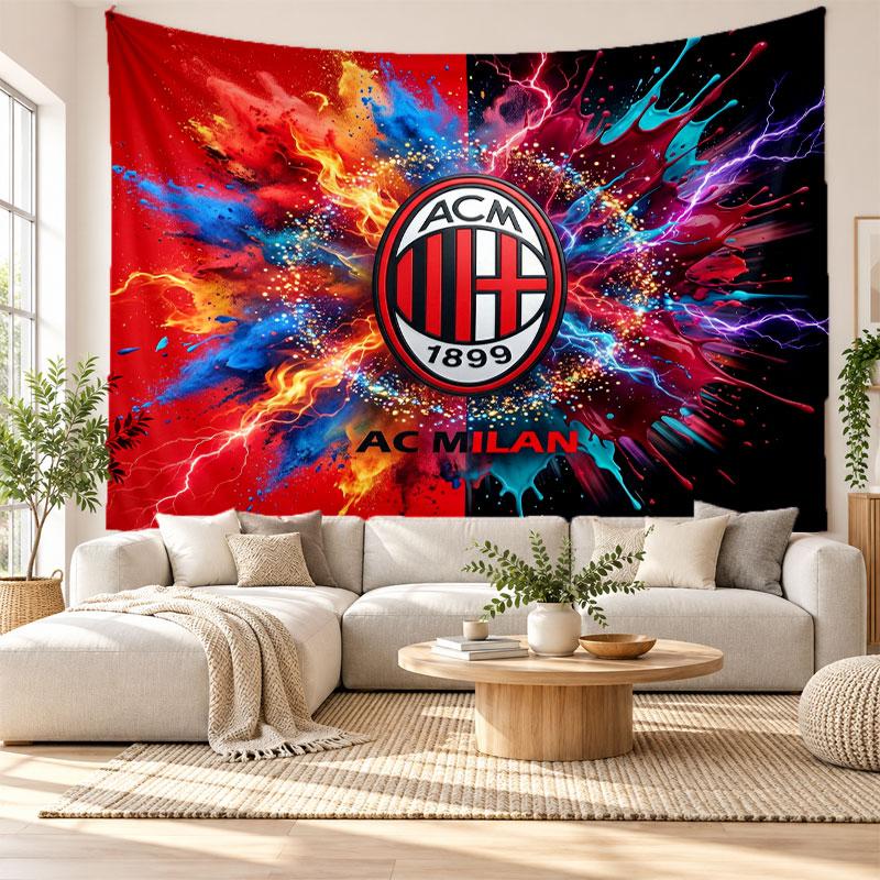 AC Milan Wall Tapestry, Soft Fabric Wall Hanging, Decorative Backdrop For Bedroom Home Wall Art