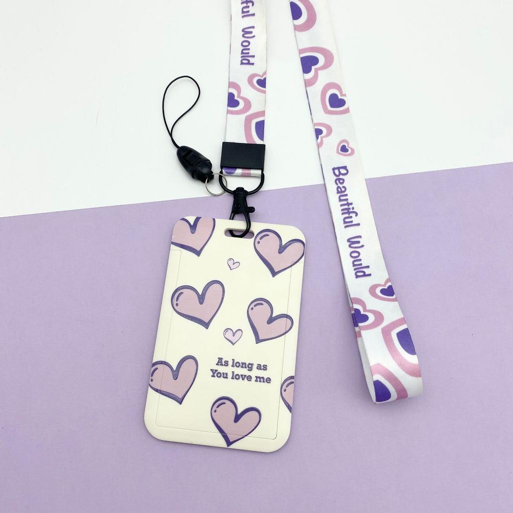 Kawaii Cartoon Slide Case ID Tag Working Permit Cover Sleeve Bear Rabbit Prints Working Permit Name Card Badge Holder