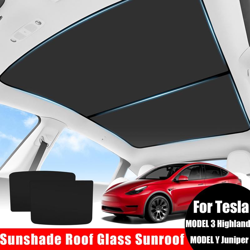 Sun Shades For Tesla Model 3+ Highland 2024 Model Y 2023 Ice Cloth Buckle Sun Pare Glass Front Rear Sunroof Skylight Accessories