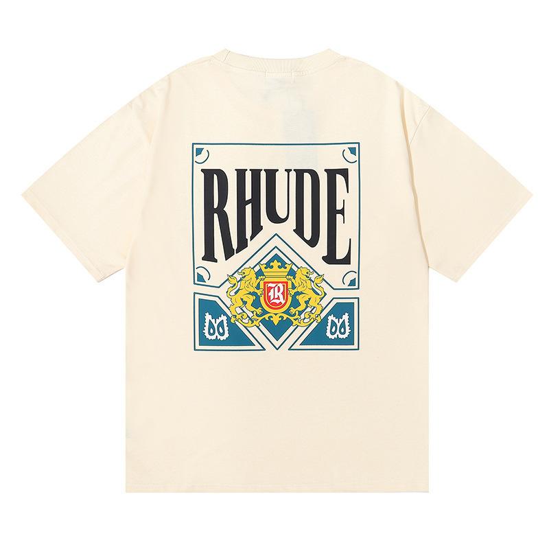 Cross-border European and American trendy brand RHUDE micro-standard poker card printing short-sleeved t-shirt for men and women couples high street 