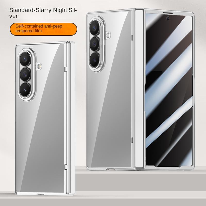 Для Samsung Galaxy Z Fold 7 Гальванизированный Магнитный Чехол со Встроенной Закаленной Стеклянной Передней Пленкой Анти-отпечатки Пальцев Чехол для Телефона