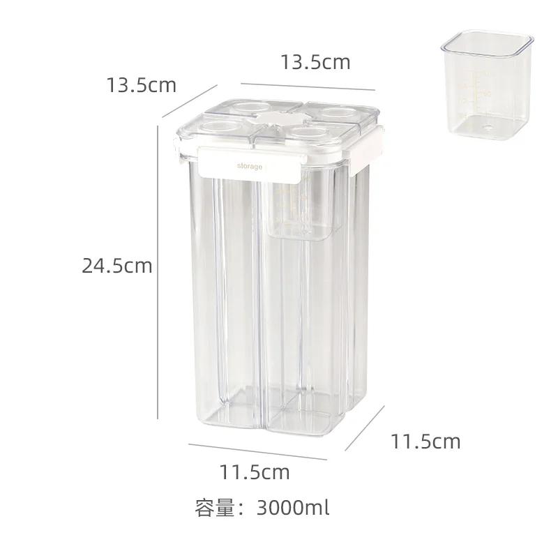3L Cereal Dispenser Four-Compartment Sealed Container Moisture-Proof Stacked Snack Coffee Grain Storage Box Organizer Kitchen