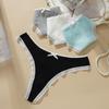 Women's Sexy Bowknot Solid Color Breathable Cotton Low Rise Thong M-XL
