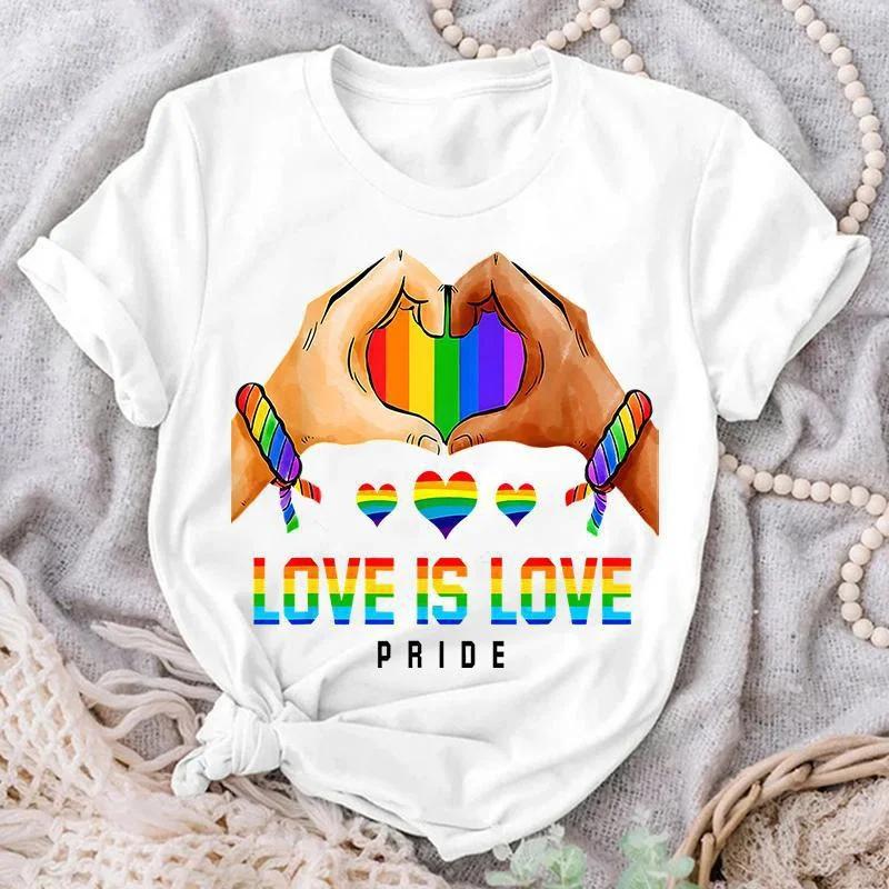 Женская мода Love Is Love Pride Print Футболка Летняя повседневная рубашка с коротким рукавом Топы больших размеров