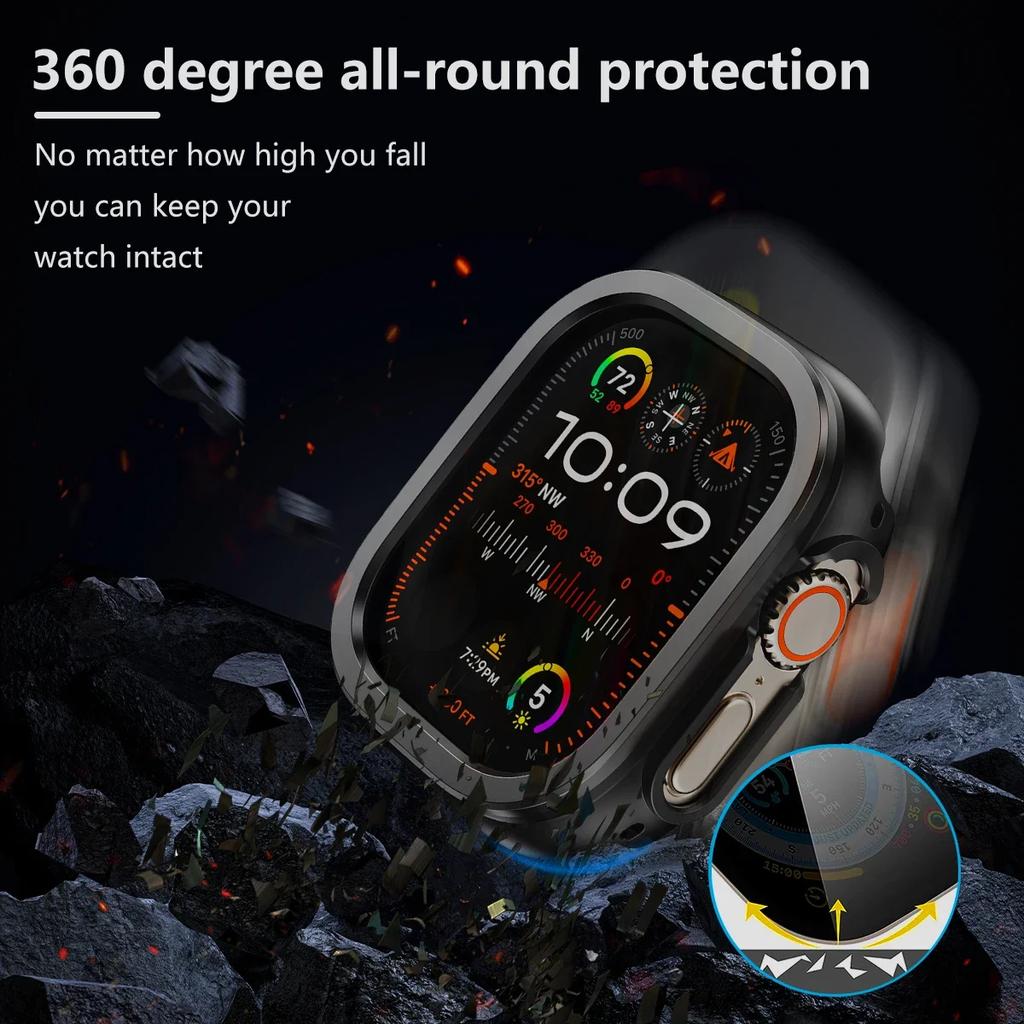 Металл из алюминиевого сплава + Чехол из ТПУ для Apple Watch Ultra 1/2/3 49 мм Защитная рамка-бампер Корпус для apple Watch Серии 11 10 9 8 7 6 5 46мм 42 45 41мм