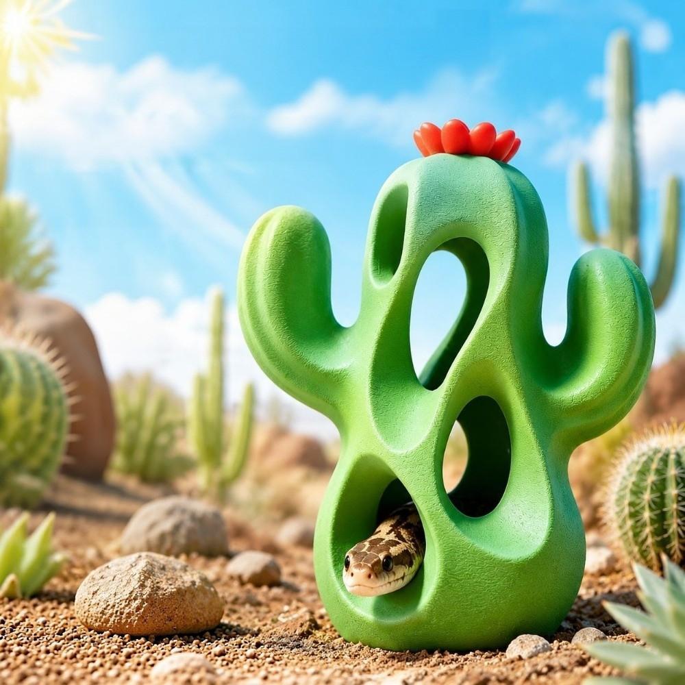 Mini Cactus Hollow Shelter for Small Snake Simulation Snake Cave Reptile Hideout Pet Breeding